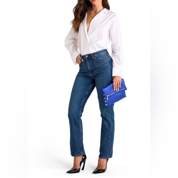 New Hammitt Deep Blue Leather VIP Medium Convertible Crossbody Bag - Picture 7 of 7